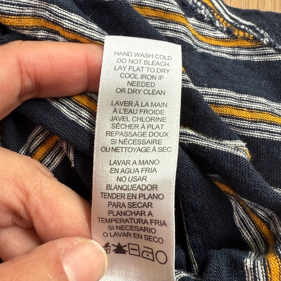 Frame Denim Navy Blue Striped Linen Baby Tee {XS} - Picture 4 of 7